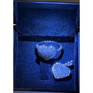Pave Stone 925 Silver Heart Ring (8) Pendant - Jewelry